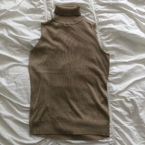 Golden Shimmer Sleeveless Turtleneck Top